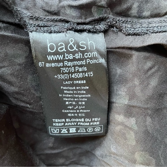 ba&sh Beth Printed Cotton Blend Voile Floral Mini Dress Black Size Large - Picture 9 of 10